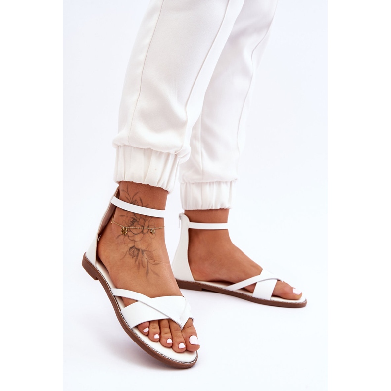 Flip Flops cu fermoar pentru femei Sandale plate Rise Up! alb 2 Flip Flops cu fermoar pentru femei Sandale plate Rise Up! alb 2