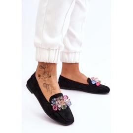 PS1 Mocasini negri Arvilla din piele intoarsa cu cristale ornamentate negru 2 PS1 Mocasini negri Arvilla din piele intoarsa cu cristale ornamentate negru 2