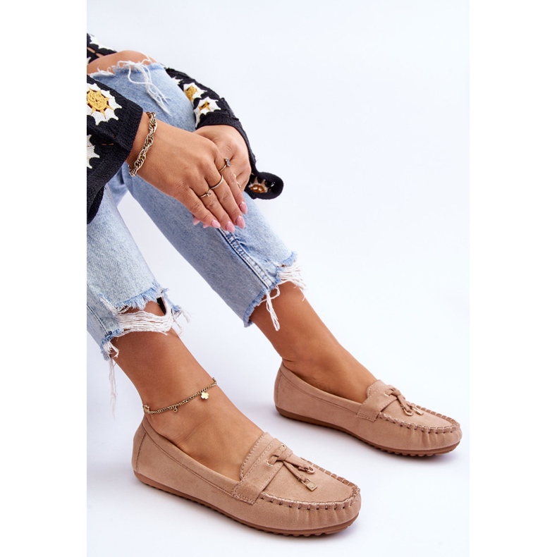 PS1 Mocasini clasici din piele intoarsa bej inchis Good Time 1