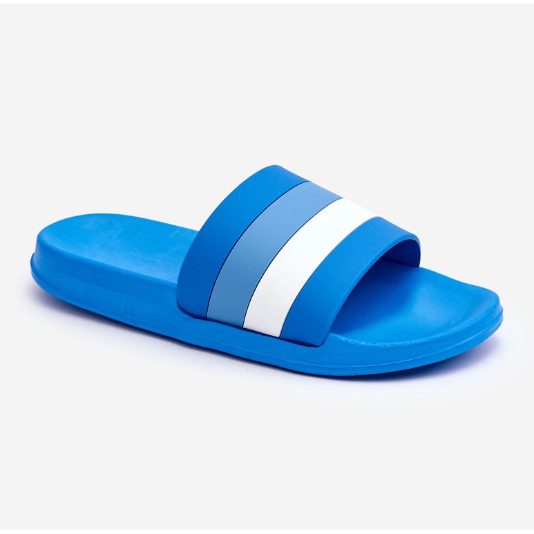 Papuci de damă cu dungi Blue Vision albastru 1