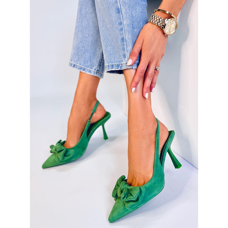 Pompe cu toc deschis Shirley Green verde 2