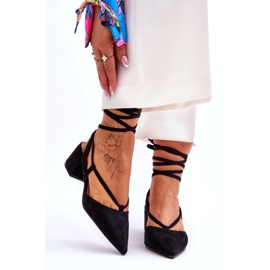 Papuci cu toc mic Carlotte negri negru 1