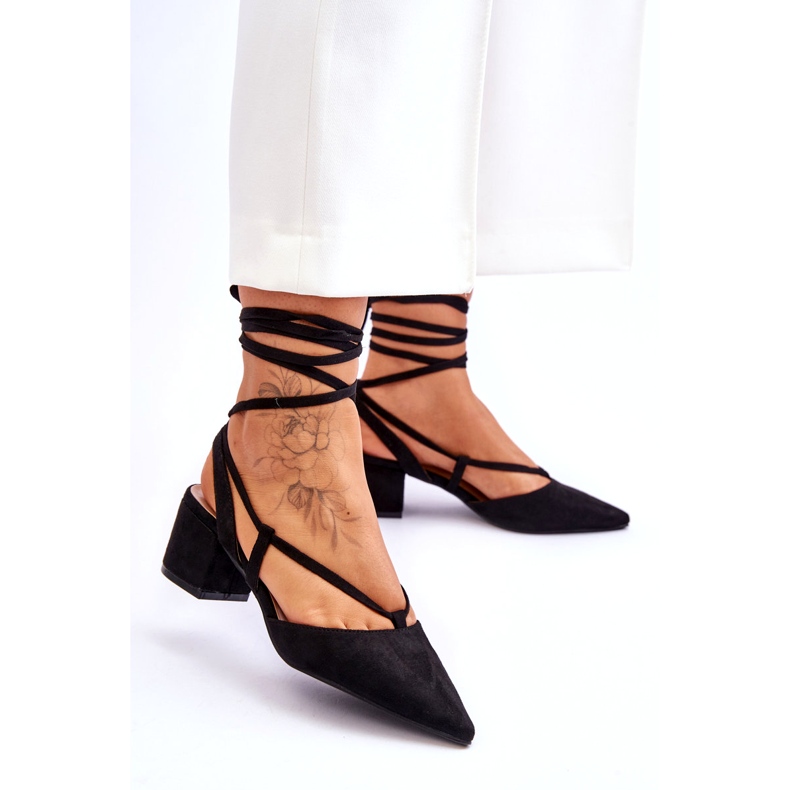 Papuci cu toc mic Carlotte negri negru 3