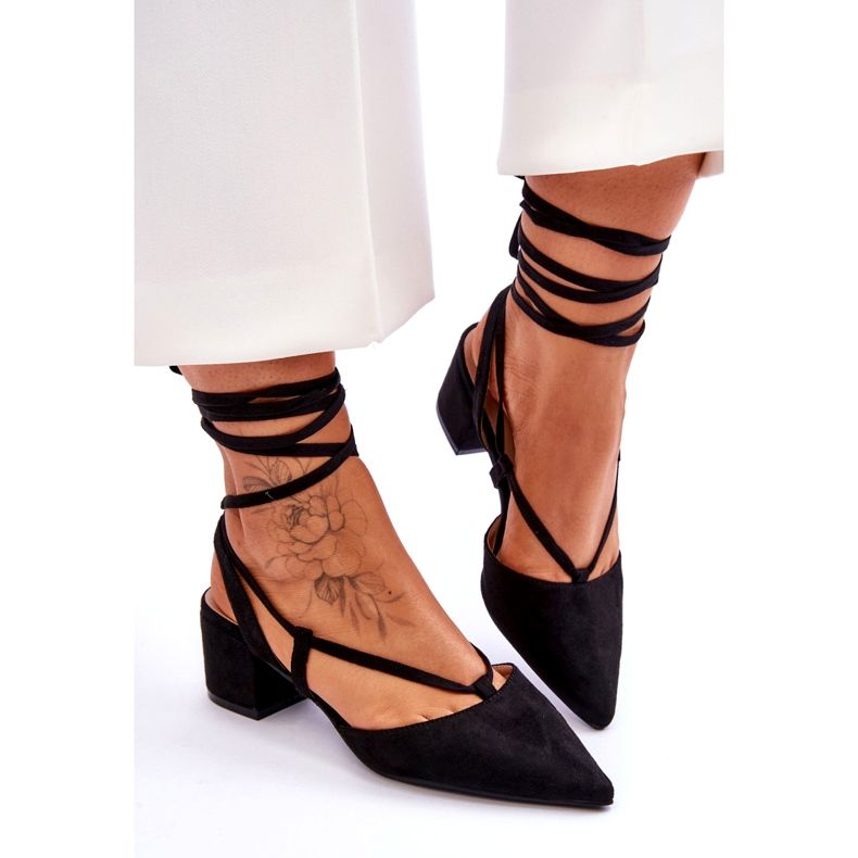 Papuci cu toc mic Carlotte negri negru 4