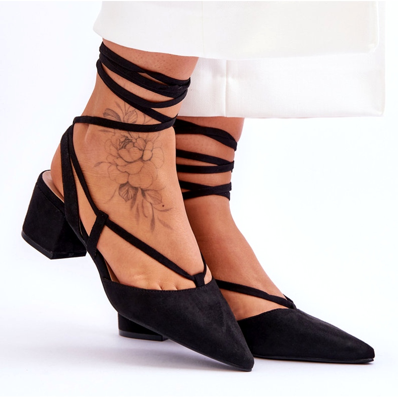 Papuci cu toc mic Carlotte negri negru 6