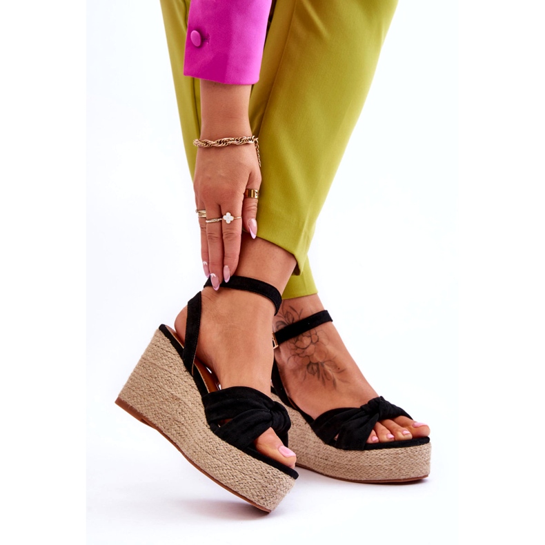 Sandale cu pană pentru femei Kendall negre negru 1