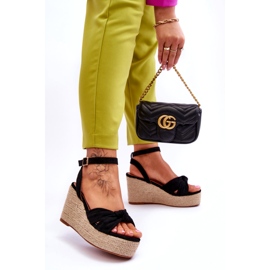 Sandale cu pană pentru femei Kendall negre negru 2