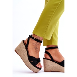 Sandale cu pană pentru femei Kendall negre negru 3