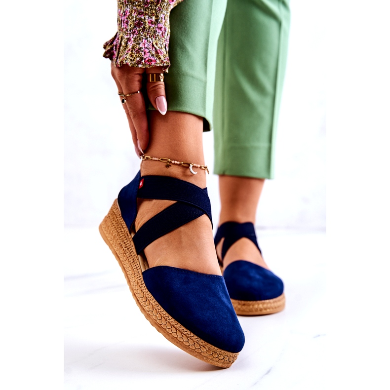 Espadrile din piele intoarsa dama Big Star JJ276037 Bleumarin albastru 4