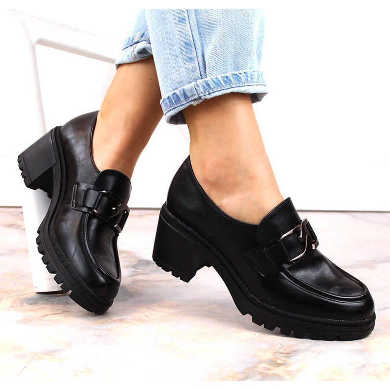 Mocasini Vinceza 10921 negri pe post si platforma negru 1