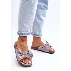 Papuci din plută din velur, gri de vară 1