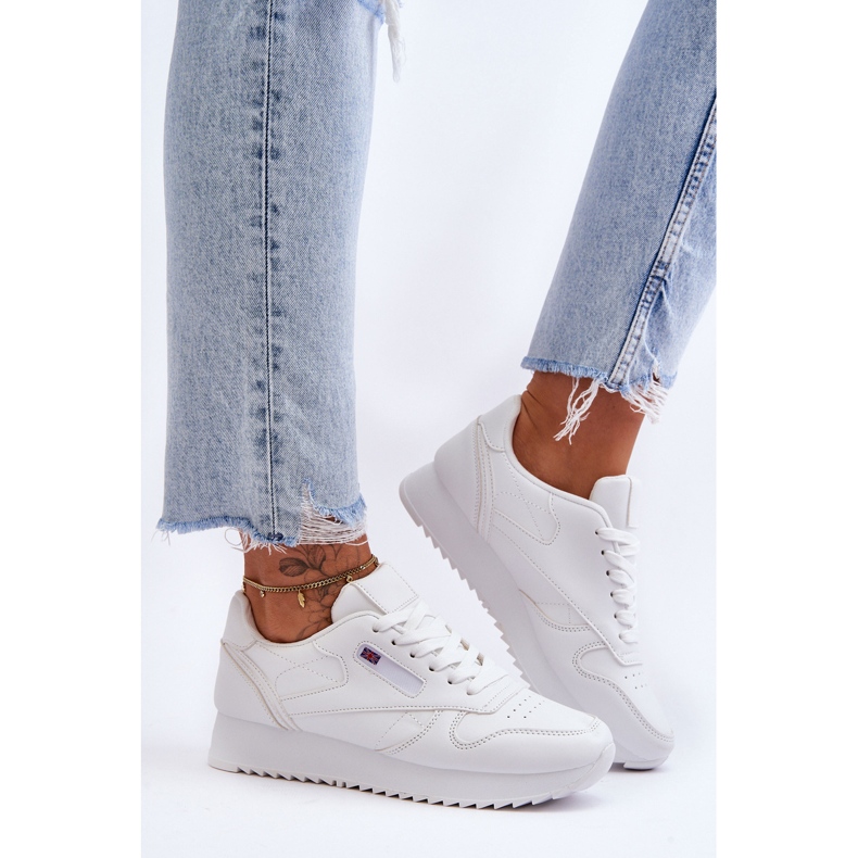 PM1 Pantofi sport cu platformă cu șireturi din piele albă Merida 1