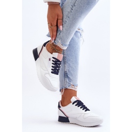 PM1 Pantofi sport din piele cu șireturi alb și bleumarin Merida 1