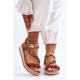 Sandale cu pană pentru femei confortabile, maro Jodie 1