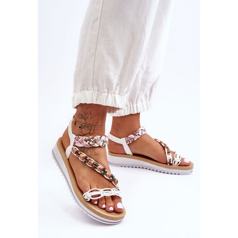 Sandale cu pană de damă confortabile, alb Jodie 1