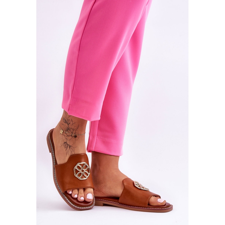 Papuci de damă Camel Larotte Classic cu toc plat maro 1