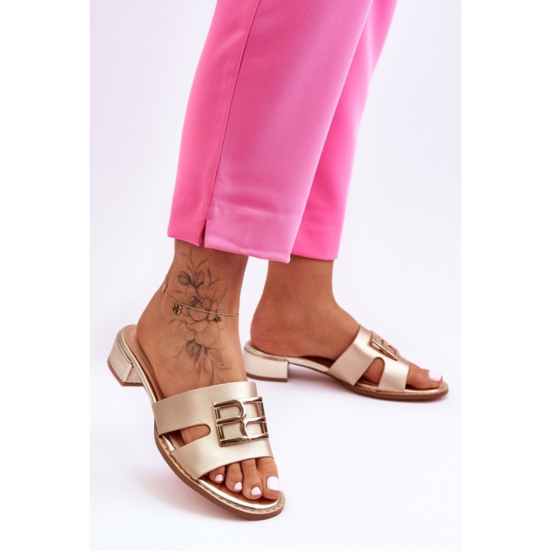 Papuci Eleganti De Dama Cu Decoratie Golden Atlantis de aur 1