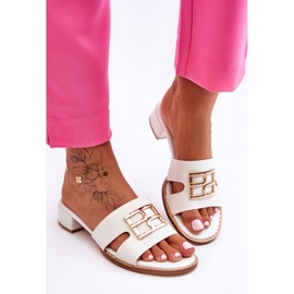Papuci Eleganti De Dama Cu Decorat Alb Atlantis 2