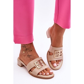 Papuci Eleganti De Dama Cu Decorat Atlantis Bej 1