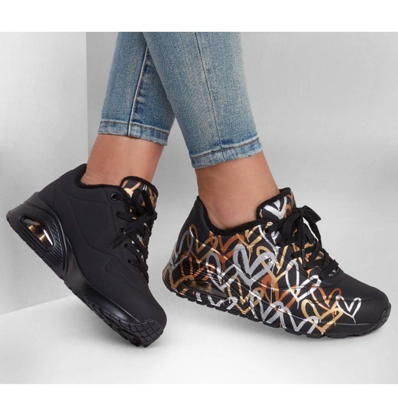 Pantofi Skechers Uno Metallic Love W 155523/BKGD negru 1
