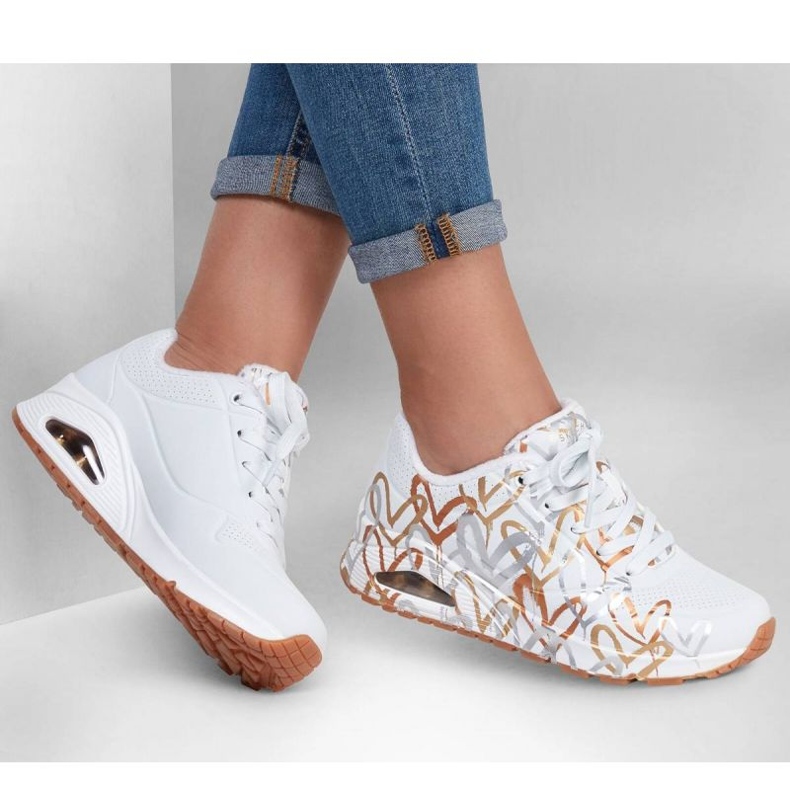Pantofi Skechers Uno Metallic Love W 155523/WTGD alb 1