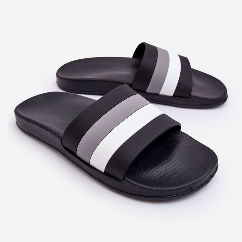 WJ1 Papuci cu dungi Black Vision pentru bărbați negru 1 WJ1 Papuci cu dungi Black Vision pentru bărbați negru 1