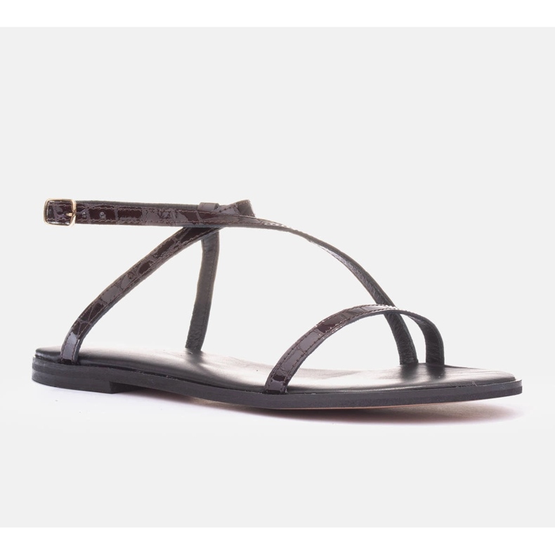 Marco Shoes Sandale plate din piele Bordeaux roșu 1