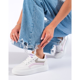 Pantofi sport de damă Shelovet comozi alb violet roz gri 2