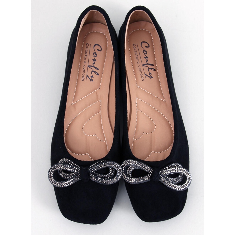 Balerini Serna Nero din piele intoarsa cu fundita negru 1 Balerini Serna Nero din piele intoarsa cu fundita negru 1