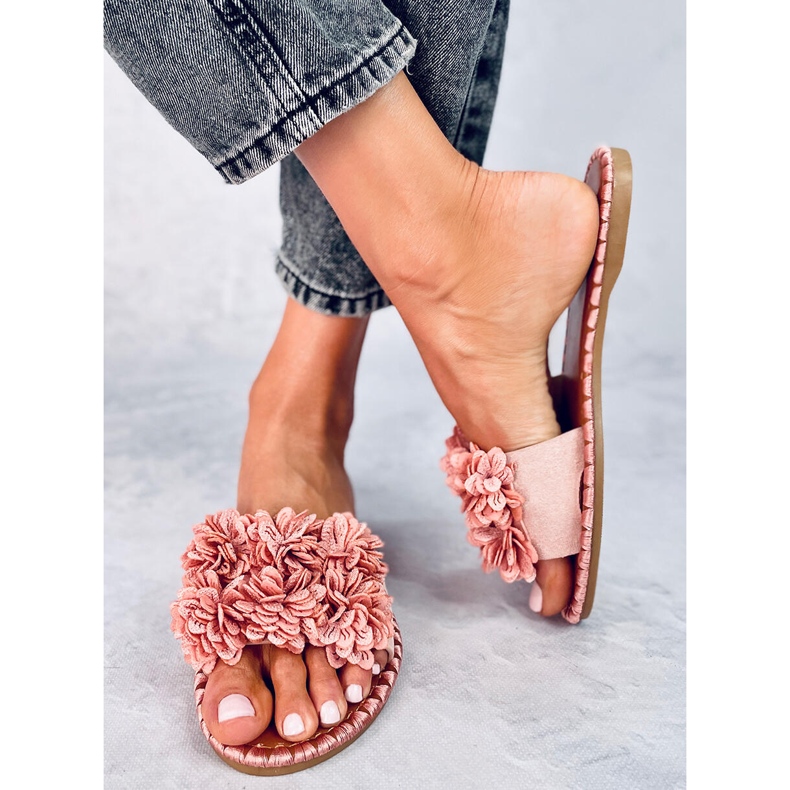 Papuci cu flori Prima Pink roz 1 Papuci cu flori Prima Pink roz 1