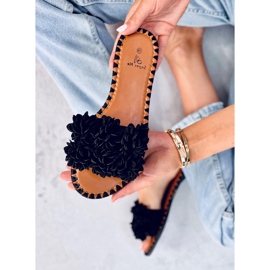 Papuci Prima Black Flower negru 1