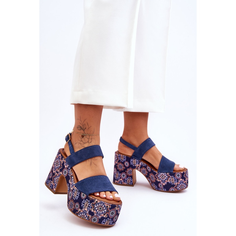 Sandale Maciejka Piele Toc Înalt 06089-17 Bleumarin albastru 1