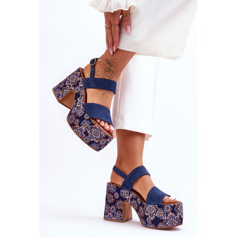 Sandale Maciejka Piele Toc Înalt 06089-17 Bleumarin albastru 2