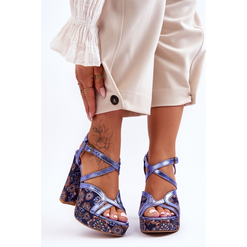 Piele Tocuri Sandale Maciejka 06084-17 Bleumarin albastru 2