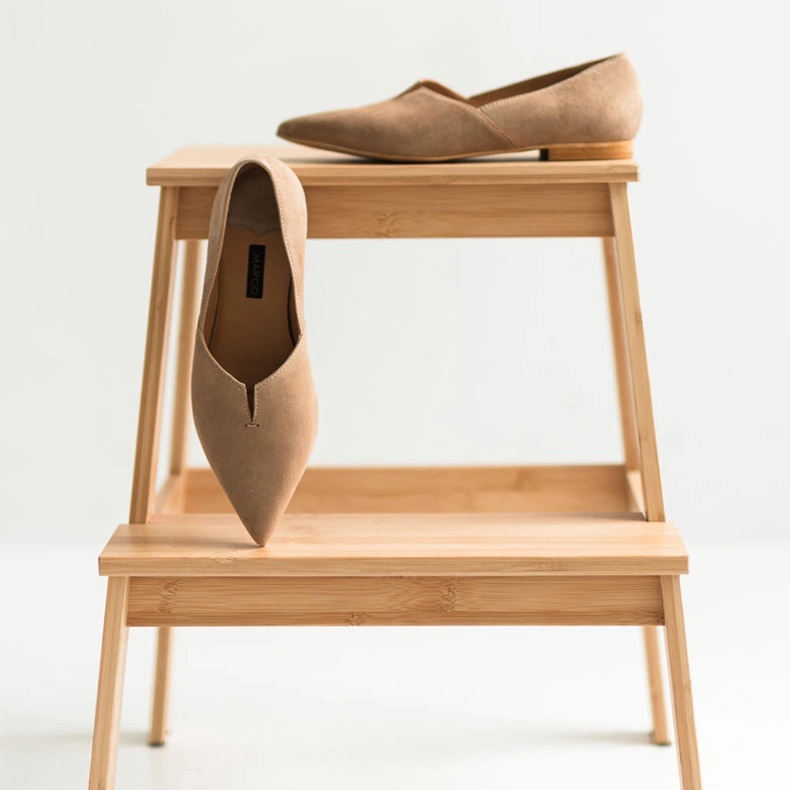 Marco Shoes Balerini din piele intoarsa cu decupaj 1285P-047-1 bej 1