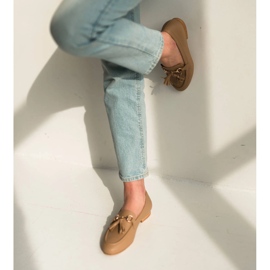 Marco Shoes Mocasini din piele cu franjuri bej 1