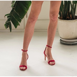 Marco Shoes Sandale elegante din piele intoarsa naturala roșu 1