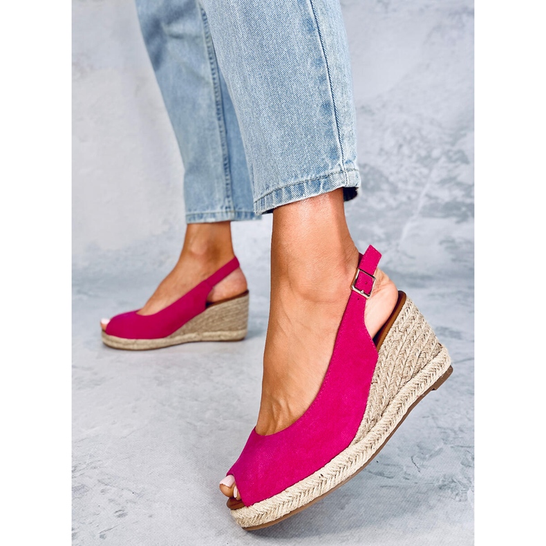 Espadrile cu pană Nevil Fuchsia cu vârf deschis roz 1