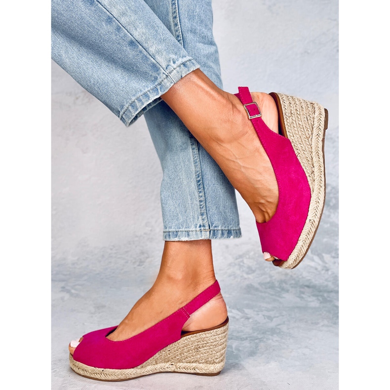 Espadrile cu pană Nevil Fuchsia cu vârf deschis roz 2