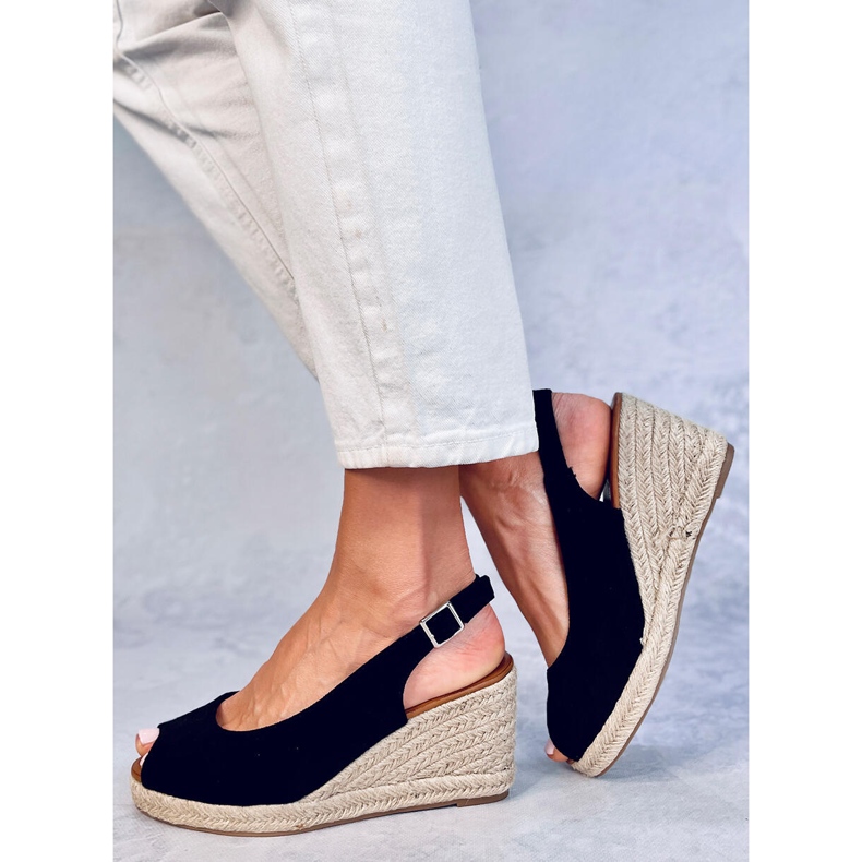 Espadrile Nevil Black cu vârf deschis negru 2
