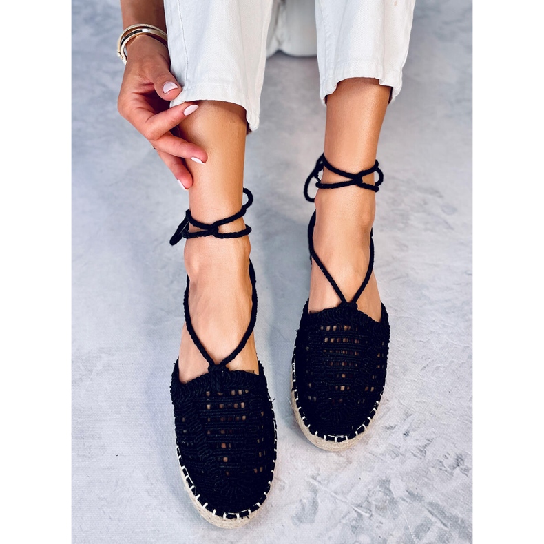Espadrile de dama din dantela Yaweh Black negru 1