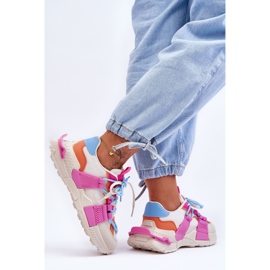 PS1 Pantofi sport la modă pentru femei, cu șireturi, bej-roz Chillout! 2