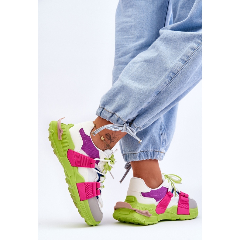 PS1 Pantofi sport la modă pentru femei, cu șireturi, verde-roz Chillout! 2 PS1 Pantofi sport la modă pentru femei, cu șireturi, verde-roz Chillout! 2