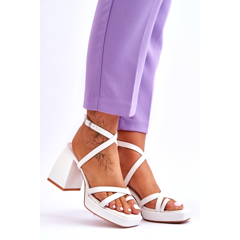Tocuri înalte și sandale cu platformă, alb secret, la modă 6