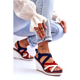 Seastar Sandale cu pană cu bretele, bleumarin multicolor 6