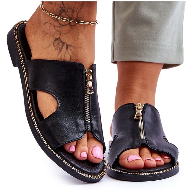 Lemar Papuci de damă cu fermoar decorativ Black Clarence negru 4