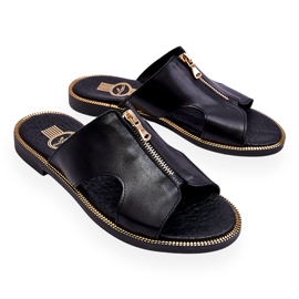 Lemar Papuci de damă cu fermoar decorativ Black Clarence negru 3