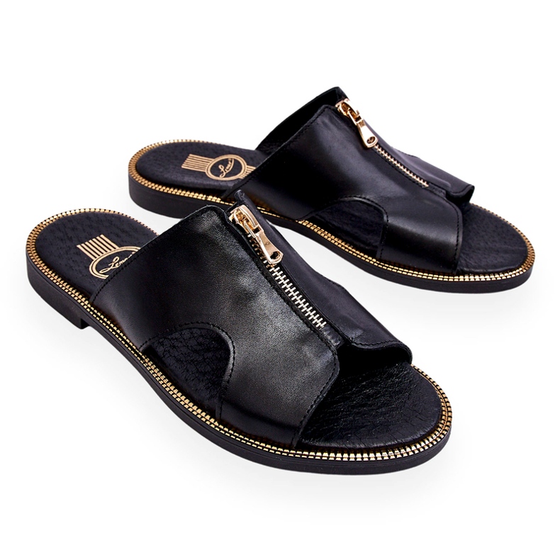 Lemar Papuci de damă cu fermoar decorativ Black Clarence negru 3