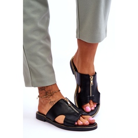 Lemar Papuci de damă cu fermoar decorativ Black Clarence negru 2