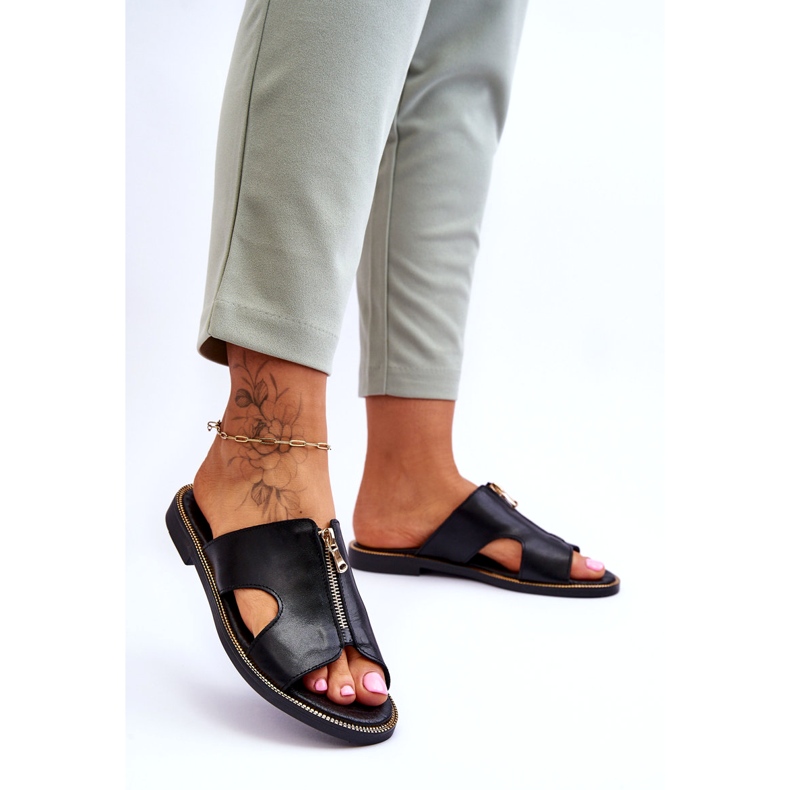 Lemar Papuci de damă cu fermoar decorativ Black Clarence negru 1